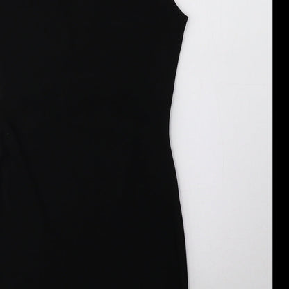 PRETTYLITTLETHING Womens Black Polyester Pencil Dress Size 10 V-Neck Pullover