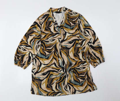 Signature Womens Multicoloured Geometric Viscose Sheath Size M V-Neck Pullover
