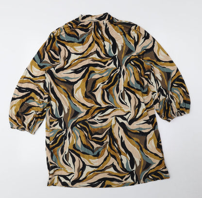 Signature Womens Multicoloured Geometric Viscose Sheath Size M V-Neck Pullover