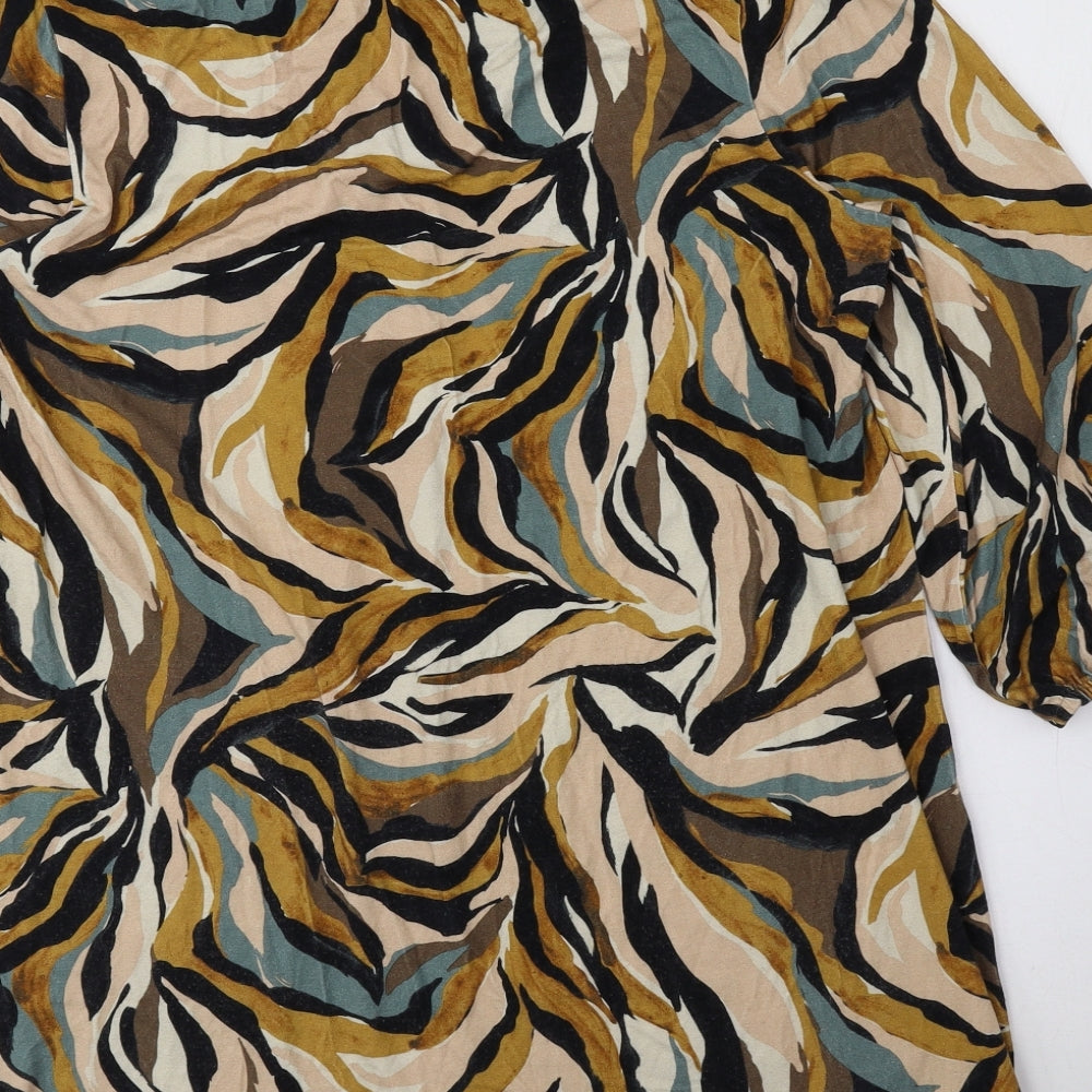 Signature Womens Multicoloured Geometric Viscose Sheath Size M V-Neck Pullover