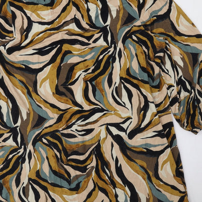 Signature Womens Multicoloured Geometric Viscose Sheath Size M V-Neck Pullover