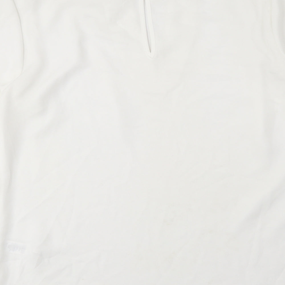 F&F Womens White Polyester Basic Blouse Size 8 Boat Neck - Flared Sleeves