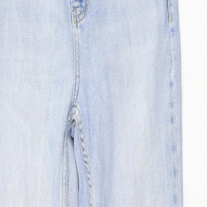 Topshop Womens Blue Cotton Mom Jeans Size 26 in L29 in Regular Button - Distressed Look