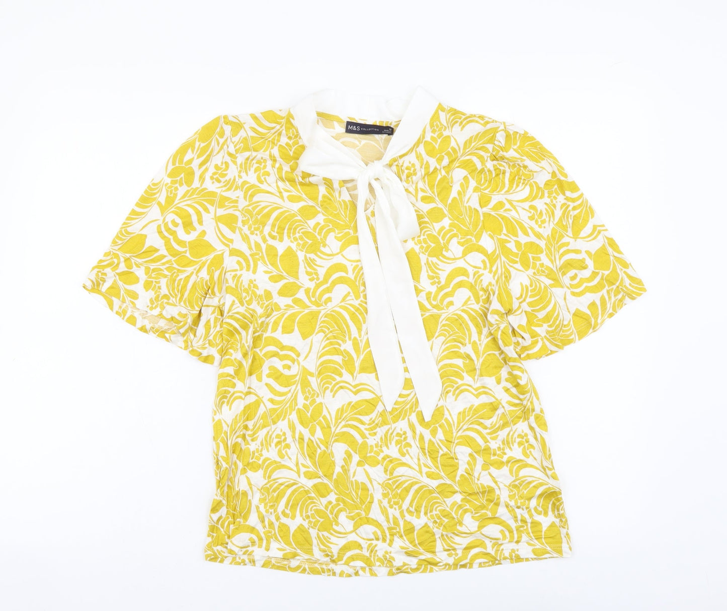 Womens UK Size 10 Marks and Spencer Yellow Basic T-Shirt
