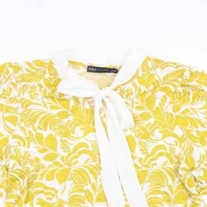 Womens UK Size 10 Marks and Spencer Yellow Basic T-Shirt