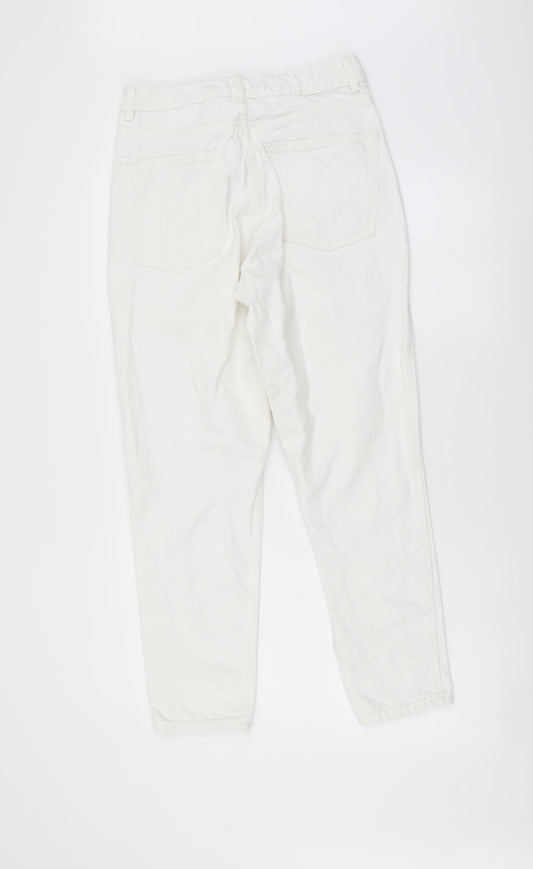 Topshop Womens White Cotton Mom Jeans Size 28 in L30 in Regular Button