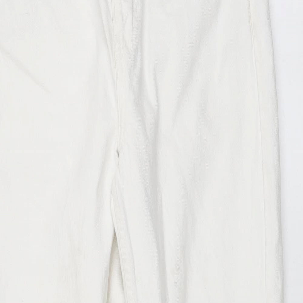 Topshop Womens White Cotton Mom Jeans Size 28 in L30 in Regular Button