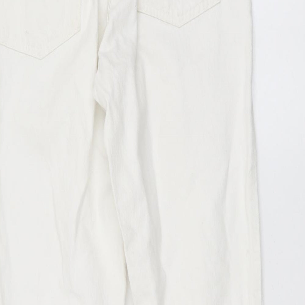 Topshop Womens White Cotton Mom Jeans Size 28 in L30 in Regular Button