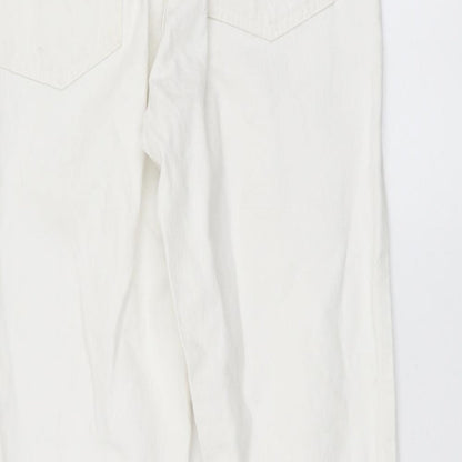 Topshop Womens White Cotton Mom Jeans Size 28 in L30 in Regular Button