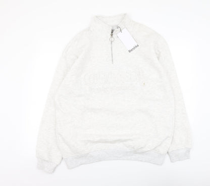 Mens UK Size M Bershka Grey Pullover Sweatshirt