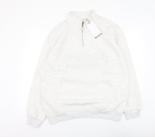 Mens UK Size M Bershka Grey Pullover Sweatshirt