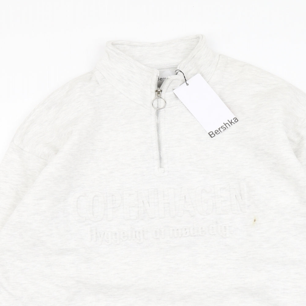 Mens UK Size M Bershka Grey Pullover Sweatshirt
