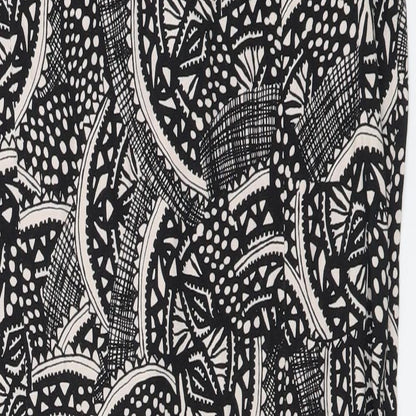 M&Co Womens Black Geometric Polyester A-Line Size 12 Round Neck Zip