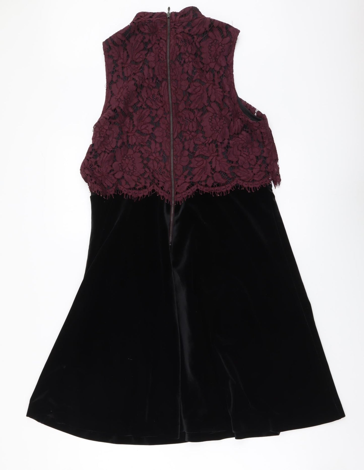 NEXT Womens Black Polyester A-Line Size 14 Mock Neck Zip