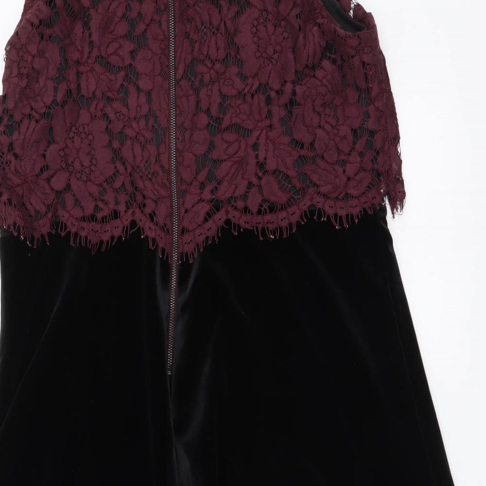 NEXT Womens Black Polyester A-Line Size 14 Mock Neck Zip