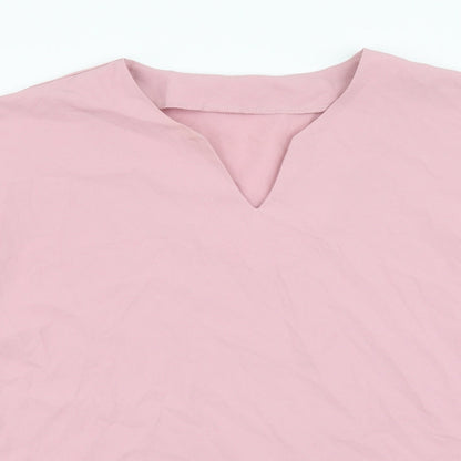 SheIn Womens Pink Polyester Basic T-Shirt Size S V-Neck