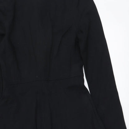 Marks and Spencer Womens Black Viscose A-Line Size 8 Round Neck Zip