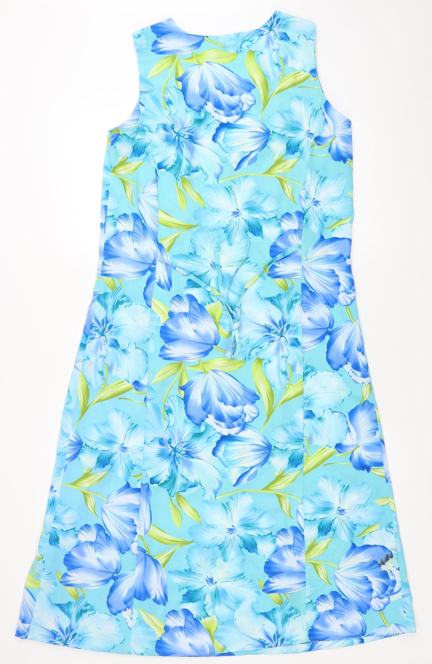 Premier Womens Blue Floral Polyester A-Line Size 6 Scoop Neck Pullover - Size 6-8