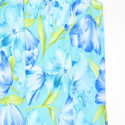 Premier Womens Blue Floral Polyester A-Line Size 6 Scoop Neck Pullover - Size 6-8