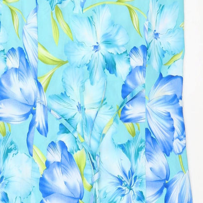 Premier Womens Blue Floral Polyester A-Line Size 6 Scoop Neck Pullover - Size 6-8