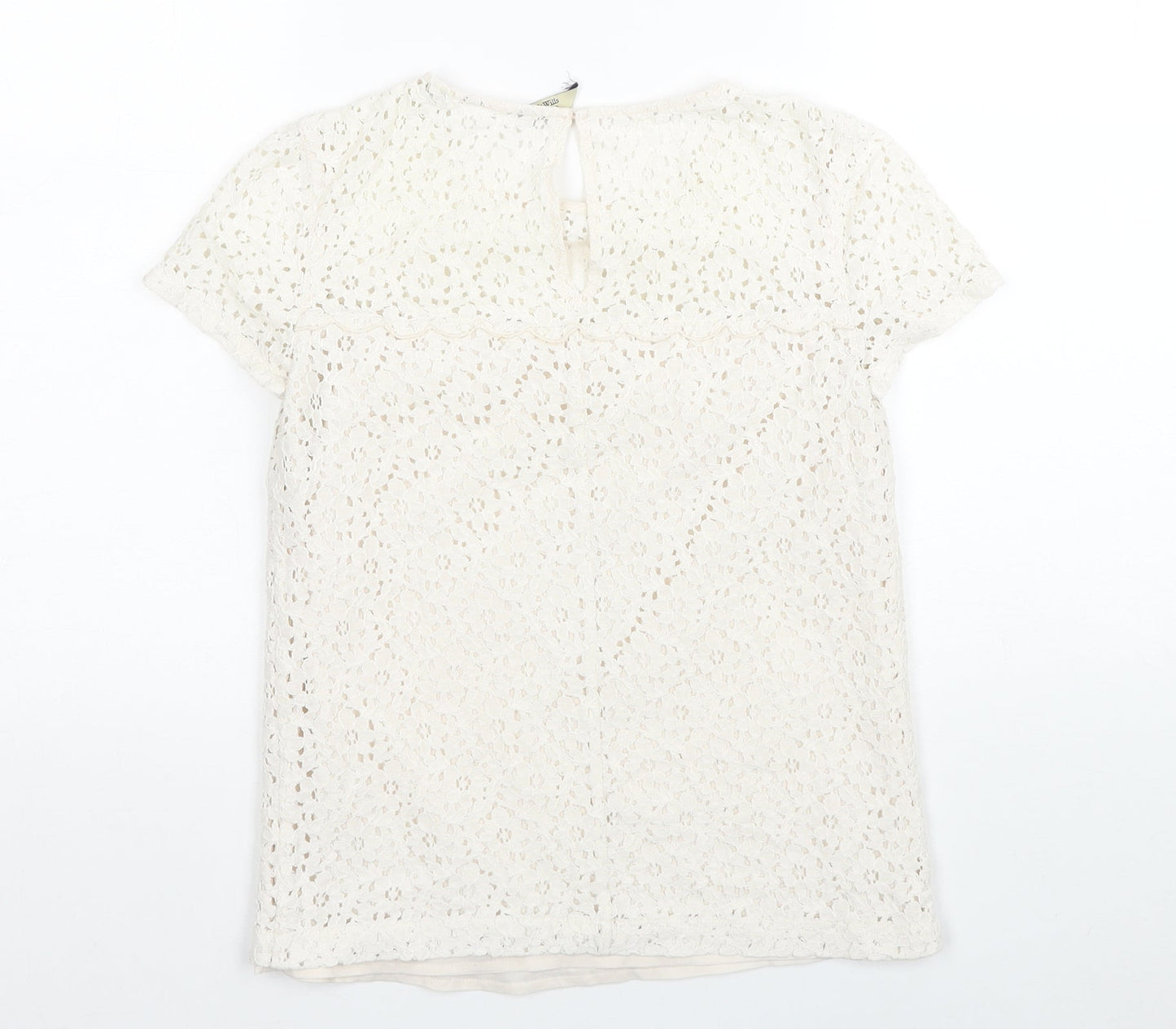 Jack Wills Womens White Floral Cotton Basic T-Shirt Size 4 Round Neck