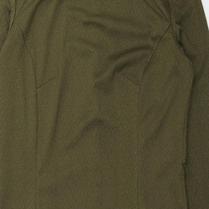 Simon Jeffrey Womens Green Polyester Pencil Dress Size 12 Round Neck Zip