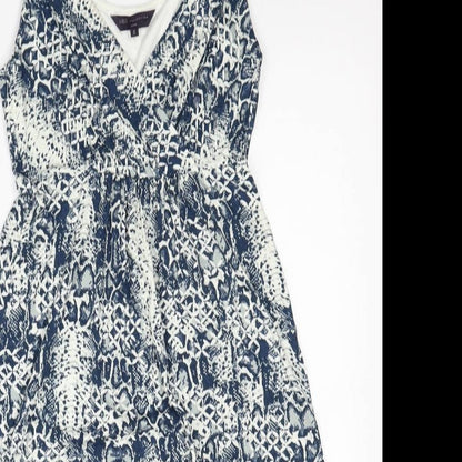 Marks and Spencer Womens Multicoloured Floral Viscose Fit & Flare Size 8 V-Neck Pullover