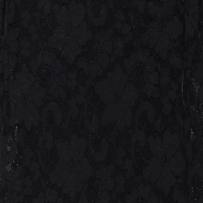 New Look Womens Black Floral Nylon Mini Size 10 Boat Neck Pullover