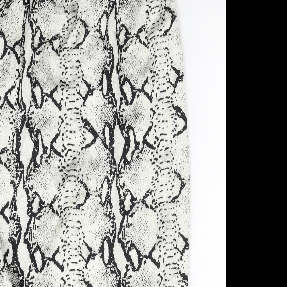 PRETTYLITTLETHING Womens Multicoloured Animal Print Viscose Wrap Skirt Size 6 Tie - Snake Pattern