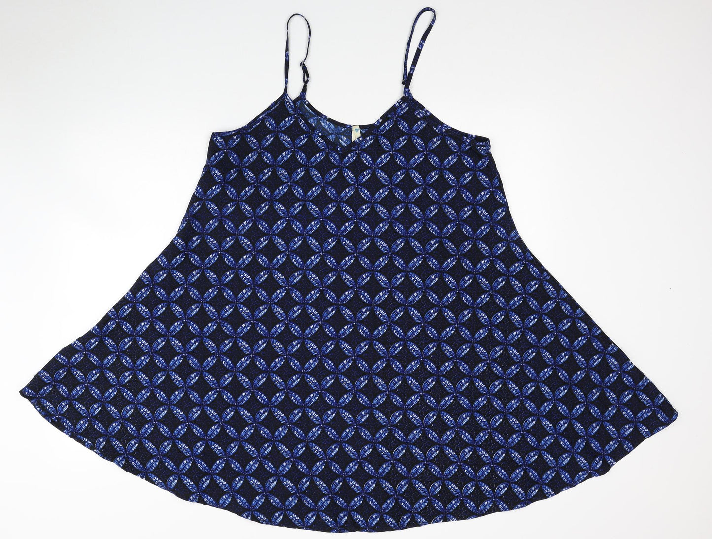 Blue Vidoff Womens Blue Geometric Polyester Tank Dress Size S V-Neck Pullover