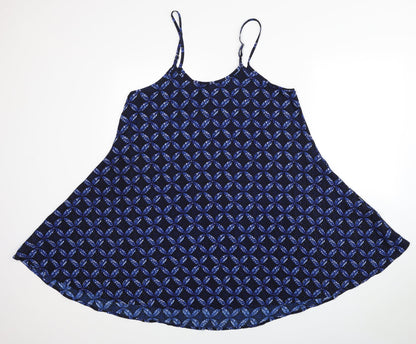Blue Vidoff Womens Blue Geometric Polyester Tank Dress Size S V-Neck Pullover
