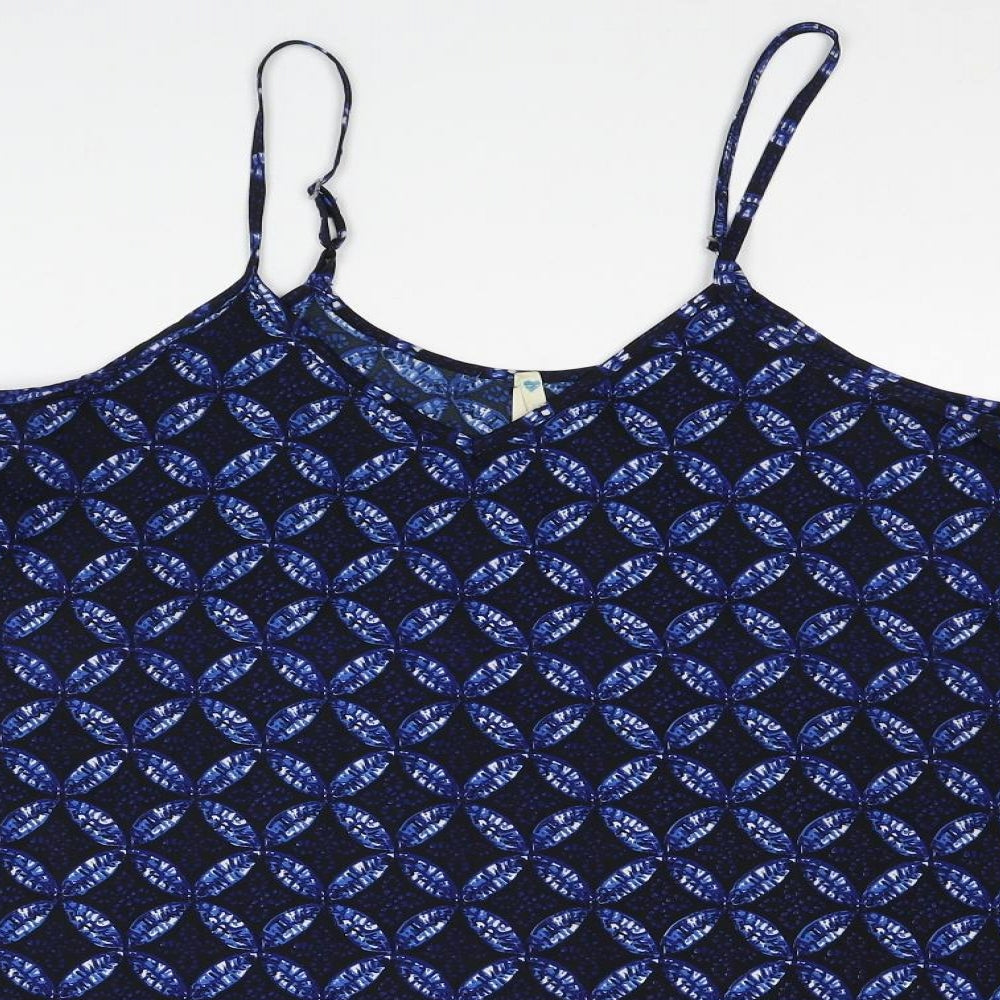 Blue Vidoff Womens Blue Geometric Polyester Tank Dress Size S V-Neck Pullover
