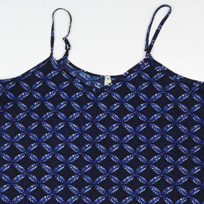 Blue Vidoff Womens Blue Geometric Polyester Tank Dress Size S V-Neck Pullover