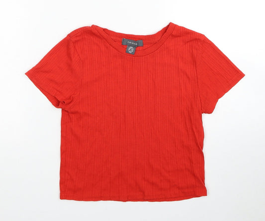 Primark Womens Red Polyester Basic T-Shirt Size 2XS Round Neck