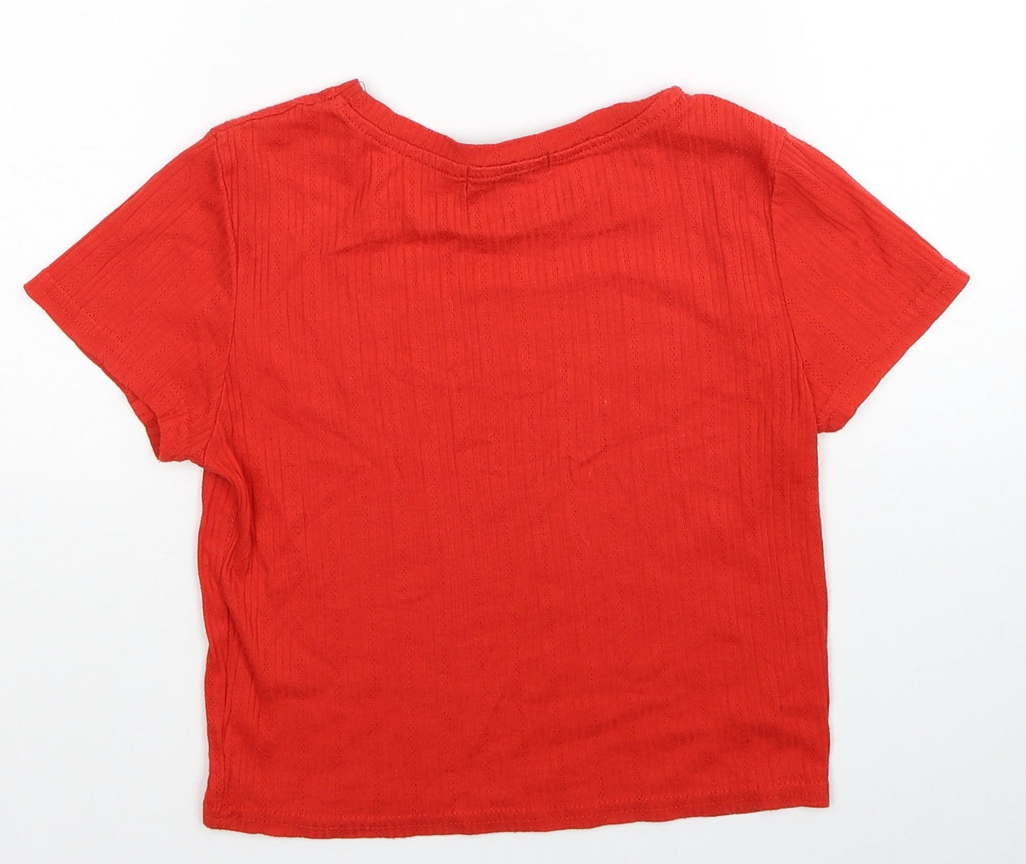 Primark Womens Red Polyester Basic T-Shirt Size 2XS Round Neck