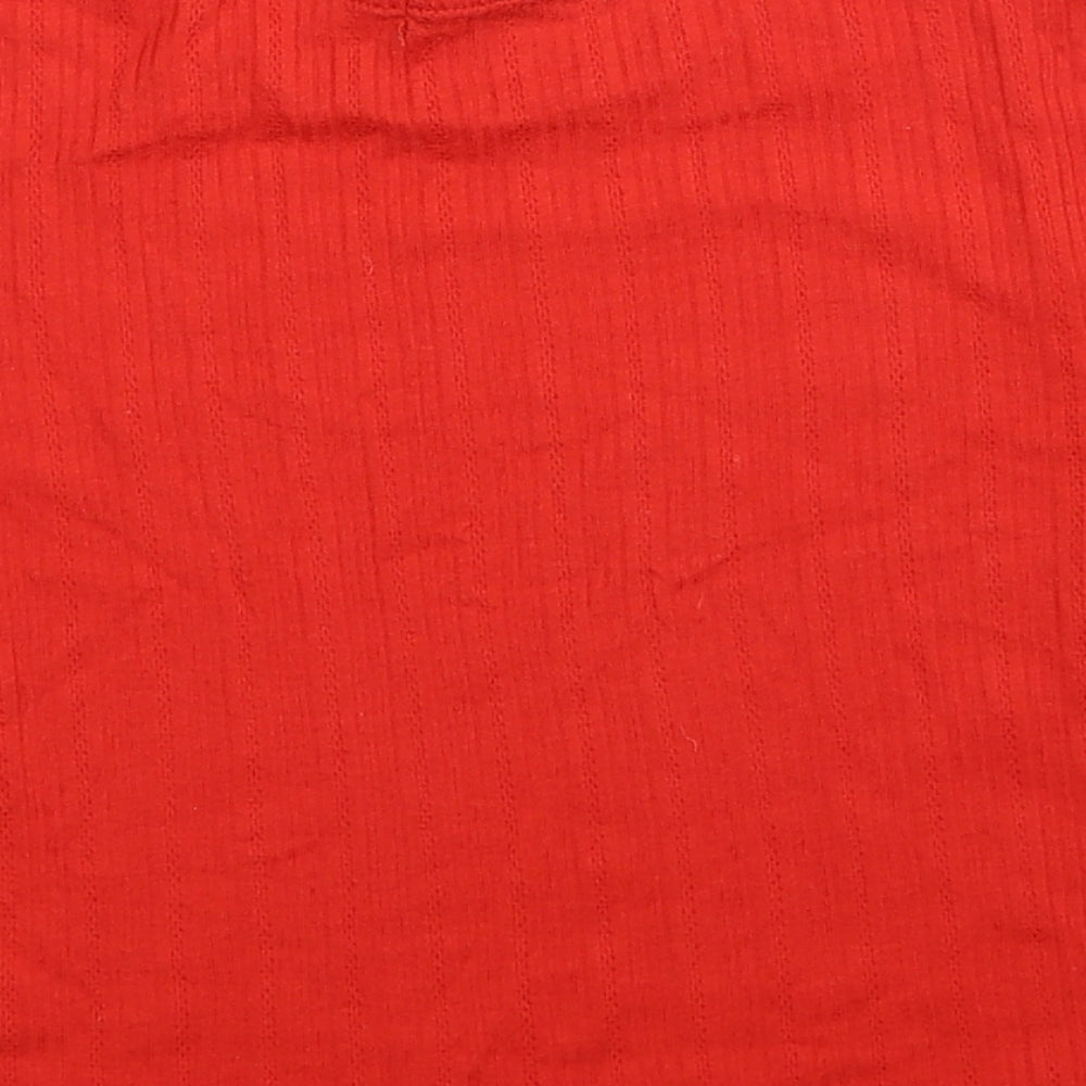 Primark Womens Red Polyester Basic T-Shirt Size 2XS Round Neck