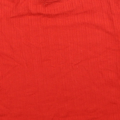 Primark Womens Red Polyester Basic T-Shirt Size 2XS Round Neck