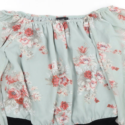 New Look Womens Multicoloured Floral Polyester Bodysuit One-Piece Size 6 Snap