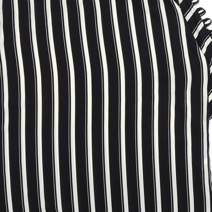 Coco Bianco Womens Black Striped Polyester Basic Blouse Size XL Boat Neck - Cut Out Shoulder Detail