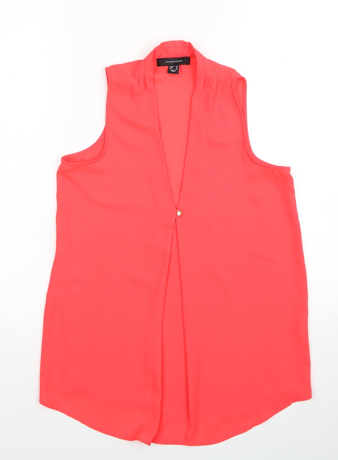 Atmosphere Womens Pink Polyester Basic Tank Size 6 V-Neck