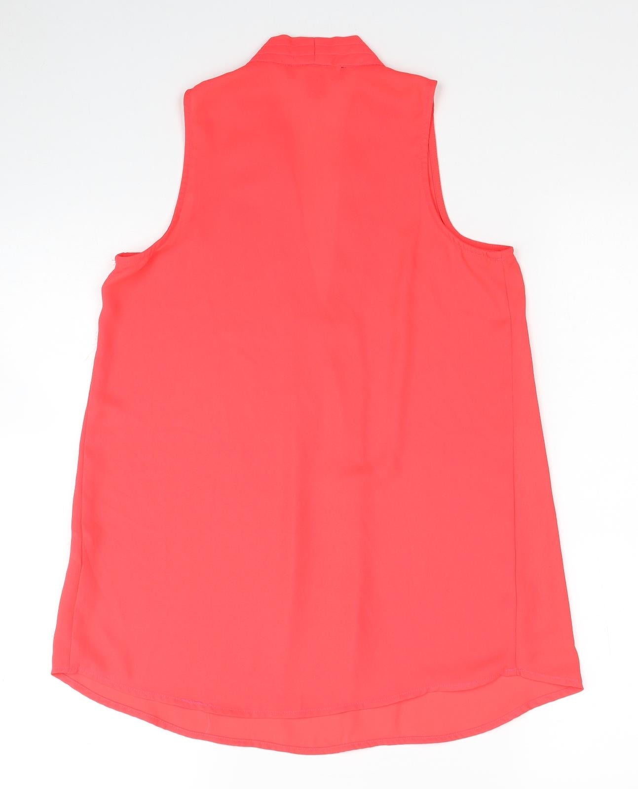 Atmosphere Womens Pink Polyester Basic Tank Size 6 V-Neck