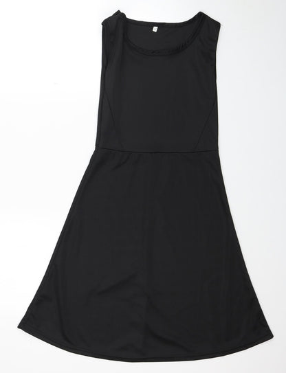 Preworn Womens Black Polyester Fit & Flare Size M Scoop Neck Pullover
