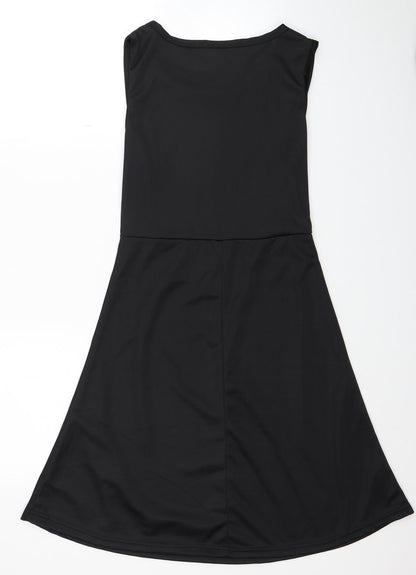 Preworn Womens Black Polyester Fit & Flare Size M Scoop Neck Pullover