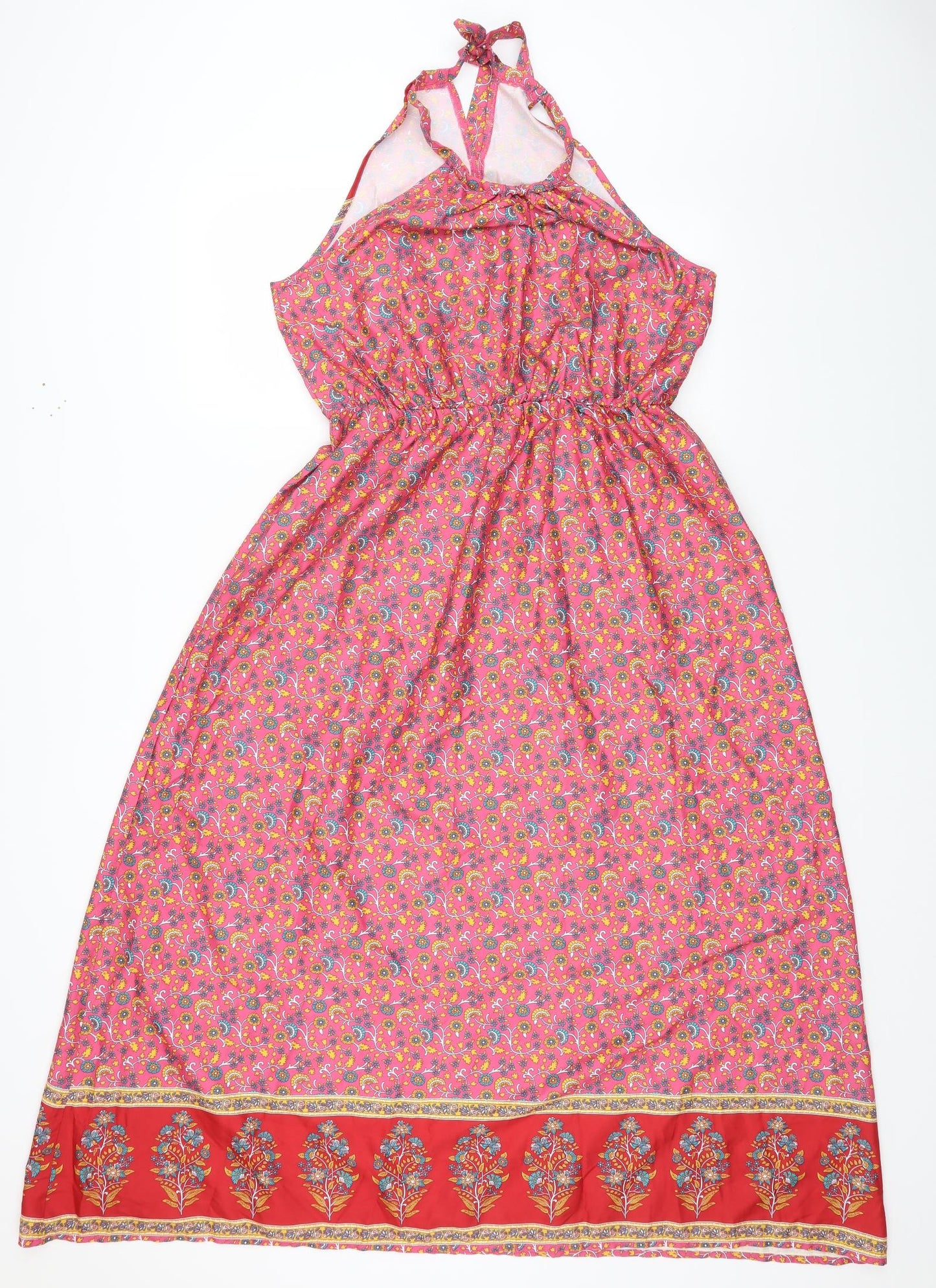 SheIn Womens Multicoloured Geometric Polyester Maxi Size L Halter Pullover