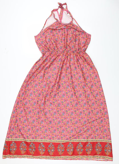 SheIn Womens Multicoloured Geometric Polyester Maxi Size L Halter Pullover