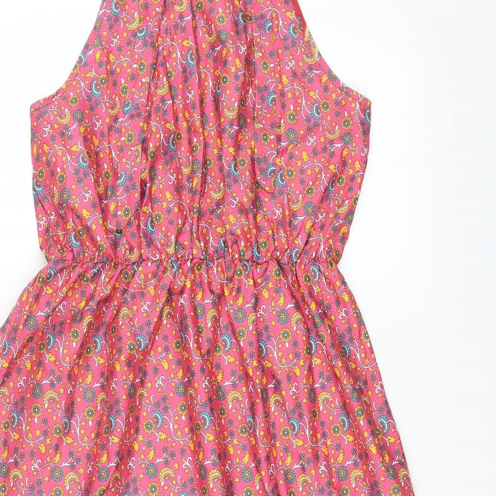 SheIn Womens Multicoloured Geometric Polyester Maxi Size L Halter Pullover