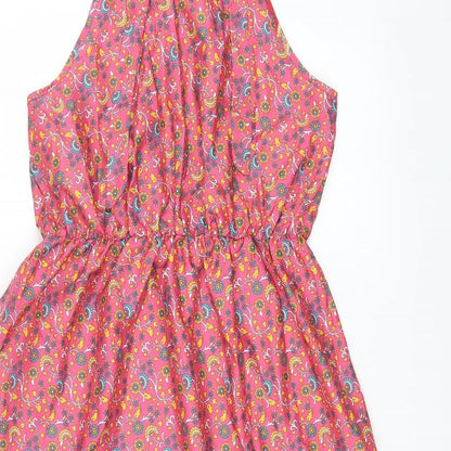 SheIn Womens Multicoloured Geometric Polyester Maxi Size L Halter Pullover