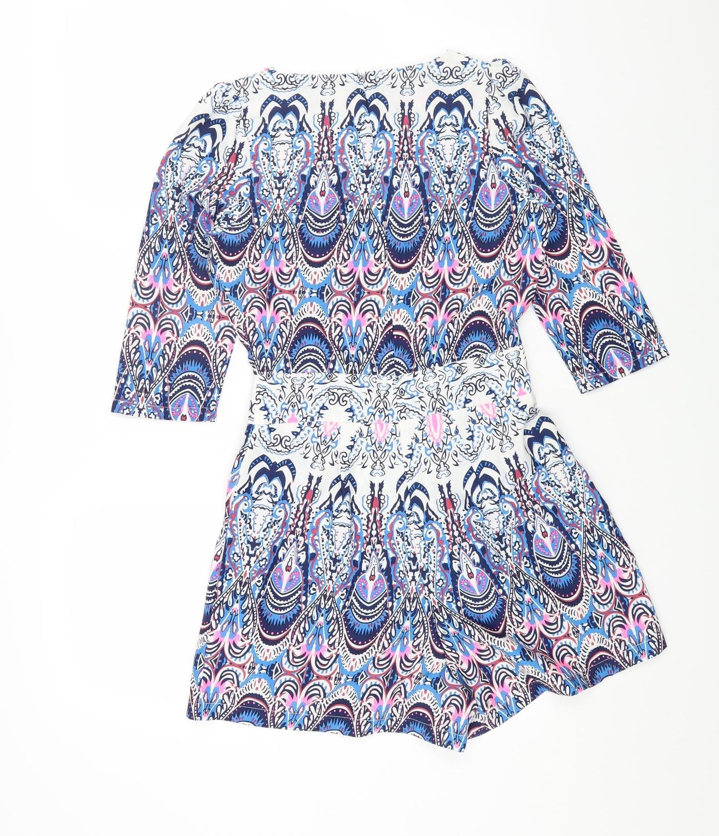 Boohoo Womens Multicoloured Geometric Polyester Playsuit One-Piece Size 6 Zip