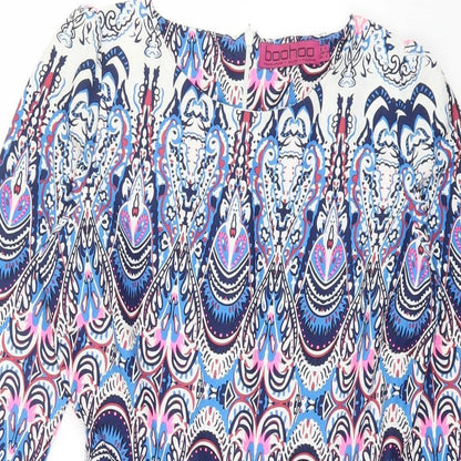 Boohoo Womens Multicoloured Geometric Polyester Playsuit One-Piece Size 6 Zip