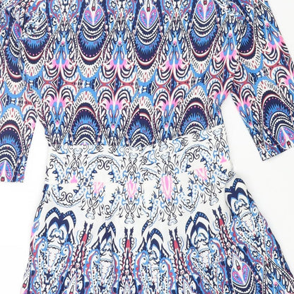 Boohoo Womens Multicoloured Geometric Polyester Playsuit One-Piece Size 6 Zip